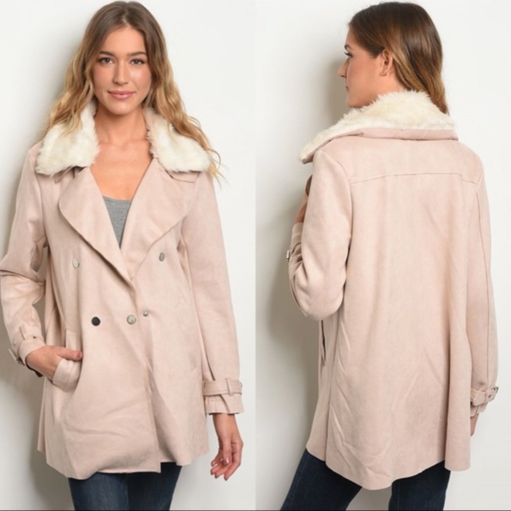 *SALE* NWT HYFVE Faux Suede Blush Pink Short Trench Coat